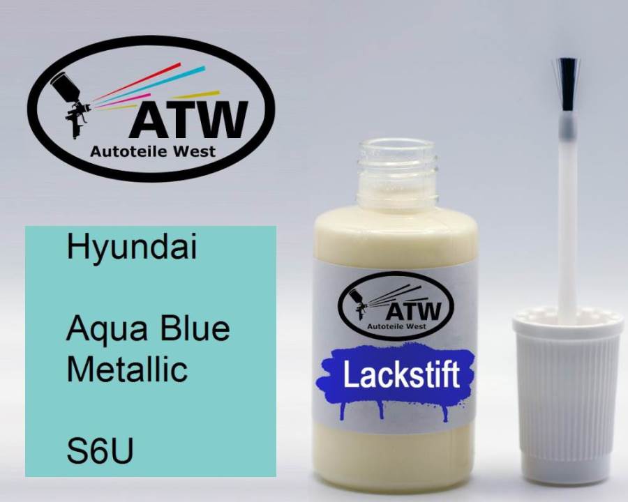 Hyundai, Aqua Blue Metallic, S6U: 20ml Lackstift, von ATW Autoteile West.